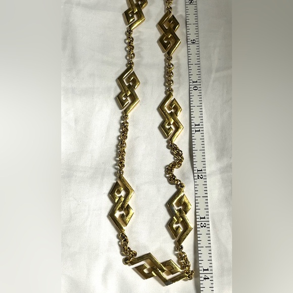 Givenchy Vintage Art-Deco Look Geometric Motifs Chain Necklace - Picture 7 of 16